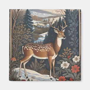 Elegantes Winterhirsch-Naturdesign Magnet