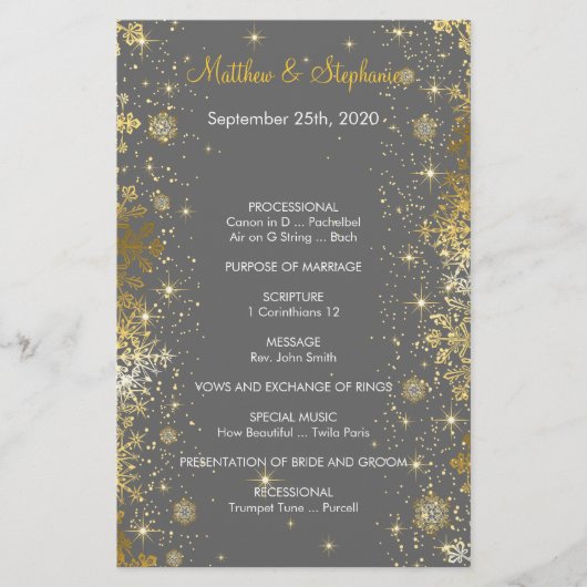 elegantes Winterhochzeitsprogramm Flyer 14 cm x 21 (Vorderseite)