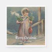 Elegantes Wintermädchen von Laternenszene Serviette (Vorderseite)