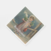 Elegantes Wintermädchen von Laternenszene Serviette (Ecke)