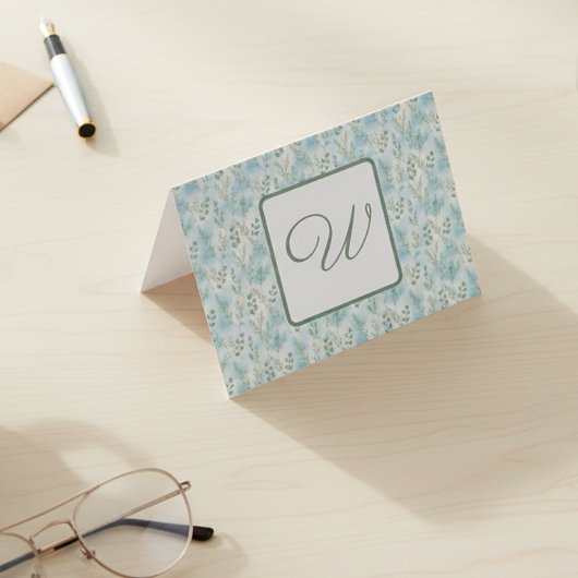 Elegantes Wintermonogramm Dankeskarte