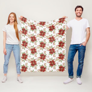 Elegantes Winterpoinsettien-Blumenmuster Fleecedecke