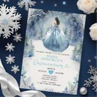 Elegantes Winterwald Dusty Blaues Kleid Quinceañer