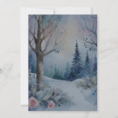 Elegantes Winterwald Dusty Blaues Kleid Quinceañer Einladung (Rückseite)