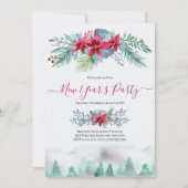 Elegantes Winterwald-Neujahrsfest - Party Einladung (Vorderseite)