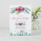 Elegantes Winterwald-Neujahrsfest - Party Einladung (Stehend Vorderseite)