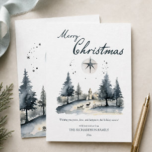 Elegantes Winterwald-Weihnachten Feiertagskarte