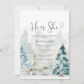 Elegantes Winterwaldgeschlecht offenbart Er oder s Einladung (Vorderseite)