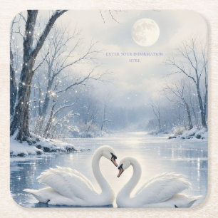 Elegantes Winterweihnachten mit Schwanensee-Szene Rechteckiger Pappuntersetzer