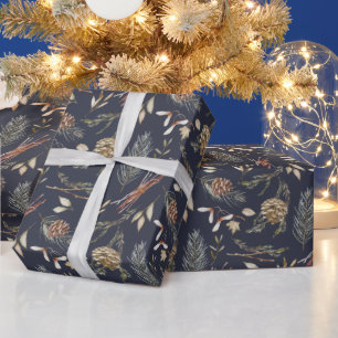 Elegantes Winterwrapping Paper mit Pinecones Geschenkpapier
