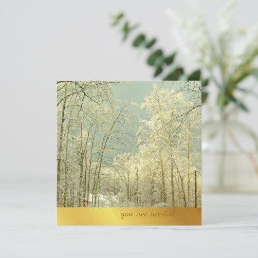 Elegantes Winterwunderland, Weihnachtsaufenthalte Einladung (Stehend Vorderseite)