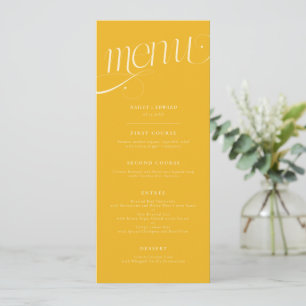 Elegantes Wirbel-Gelb-Hochzeitsmenü Menükarte
