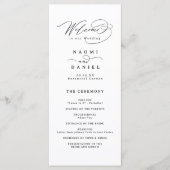 Elegantes Wirbel-Script Einfaches Hochzeitsprogram Menükarte (Vorderseite)