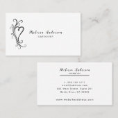 Elegantes, wirbelndes Herz Schwarz und Weiß Visitenkarte (Vorne/Hinten)