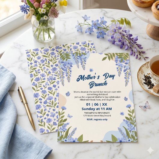 Elegantes Wisteria-Blumen-Muttertags-Brunch  Einladung