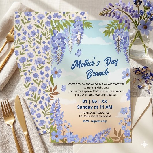 Elegantes Wisteria-Blumen-Muttertags-Brunch Einladung