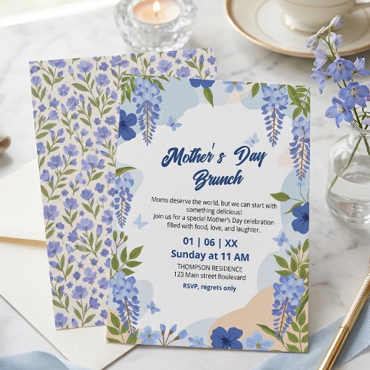Elegantes Wisteria-Blumen-Muttertags-Brunch  Einladung