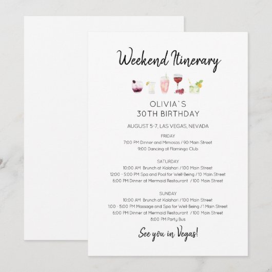 Elegantes Wochenende Einladung (Vorne/Hinten)