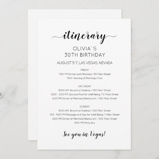 Elegantes Wochenende Einladung (Vorne/Hinten)