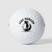 Elegantes Women Golfer Monogram Design Golfball (Vorderseite)