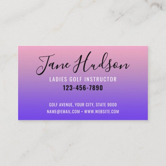 Elegantes Women Golfer Monogram Design Visitenkarte (Rückseite)
