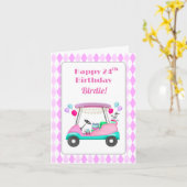 Elegantes Women's Golf Party Cart 24. Geburtstag Karte (Gelbe Blume)