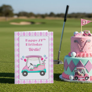 Elegantes Women's Golf Party Cart 27. Geburtstag Karte