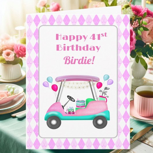 Elegantes Women's Golf Party Cart 41. Geburtstag Karte
