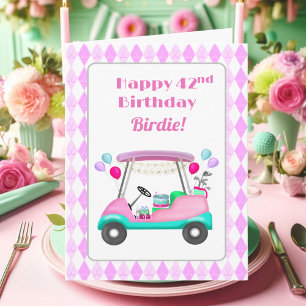 Elegantes Women's Golf Party Cart 42. Geburtstag Karte