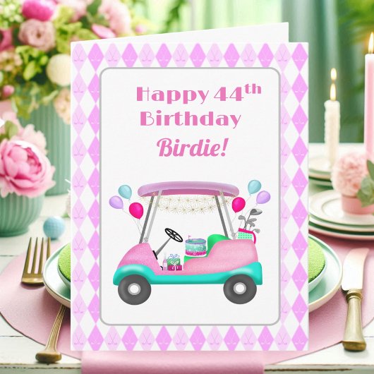 Elegantes Women's Golf Party Cart 44. Geburtstag Karte