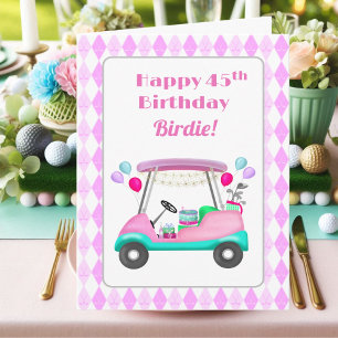 Elegantes Women's Golf Party Cart 45. Geburtstag Karte