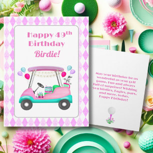 Elegantes Women's Golf Party Cart 49. Geburtstag Karte