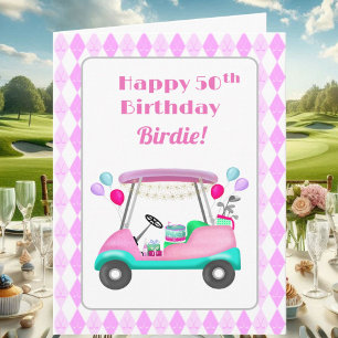 Elegantes Women's Golf Party Cart 50. Geburtstag Karte