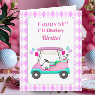 Elegantes Women's Golf Party Cart 51. Geburtstag Karte