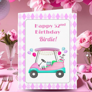 Elegantes Women's Golf Party Cart 52. Geburtstag Karte