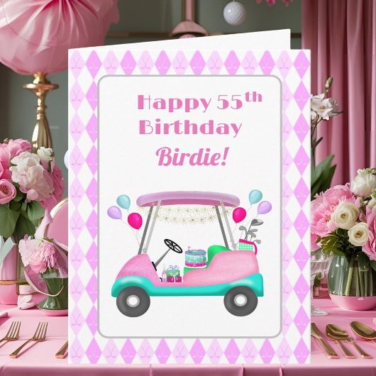 Elegantes Women's Golf Party Cart 55. Geburtstag Karte