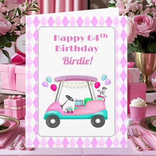 Elegantes Women's Golf Party Cart 64. Geburtstag Karte