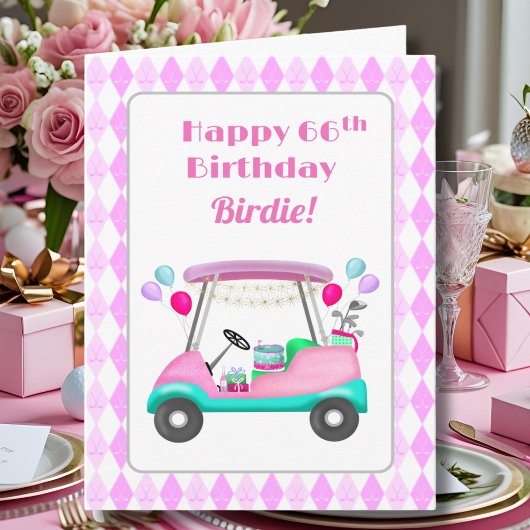 Elegantes Women's Golf Party Cart 66. Geburtstag Karte