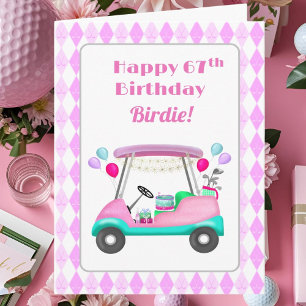 Elegantes Women's Golf Party Cart 67. Geburtstag Karte