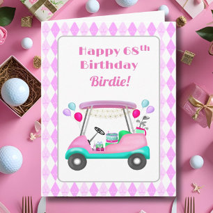 Elegantes Women's Golf Party Cart 68. Geburtstag Karte