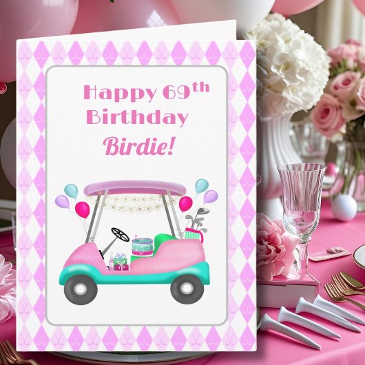 Elegantes Women's Golf Party Cart 69. Geburtstag Karte