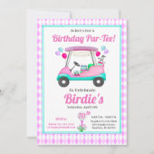 Elegantes Women's Golf Party Cart 70. Geburtstag Einladung (Vorderseite)
