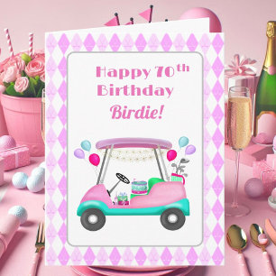 Elegantes Women's Golf Party Cart 70. Geburtstag Karte