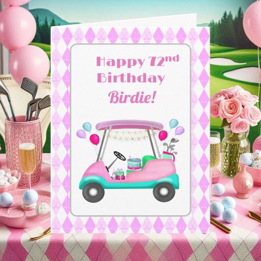 Elegantes Women's Golf Party Cart 72. Geburtstag Karte