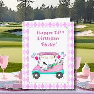 Elegantes Women's Golf Party Cart 74. Geburtstag Karte