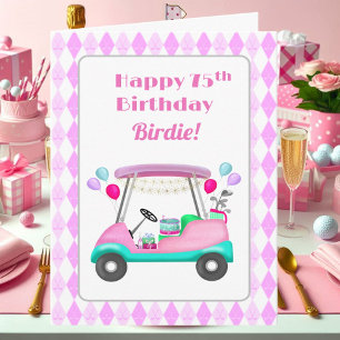 Elegantes Women's Golf Party Cart 75. Geburtstag Karte