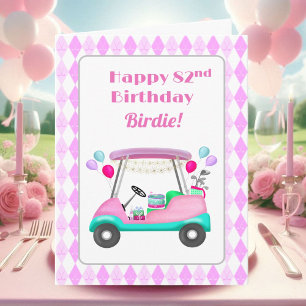 Elegantes Women's Golf Party Cart 82. Geburtstag Karte
