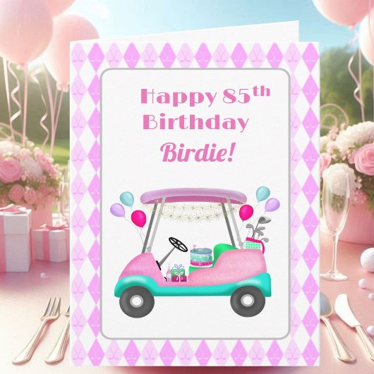 Elegantes Women's Golf Party Cart 85. Geburtstag Karte