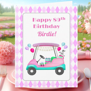 Elegantes Women's Golf Party Cart 89. Geburtstag Karte