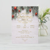 Elegantes Wood Christmas Design Party Einladung (Stehend Vorderseite)